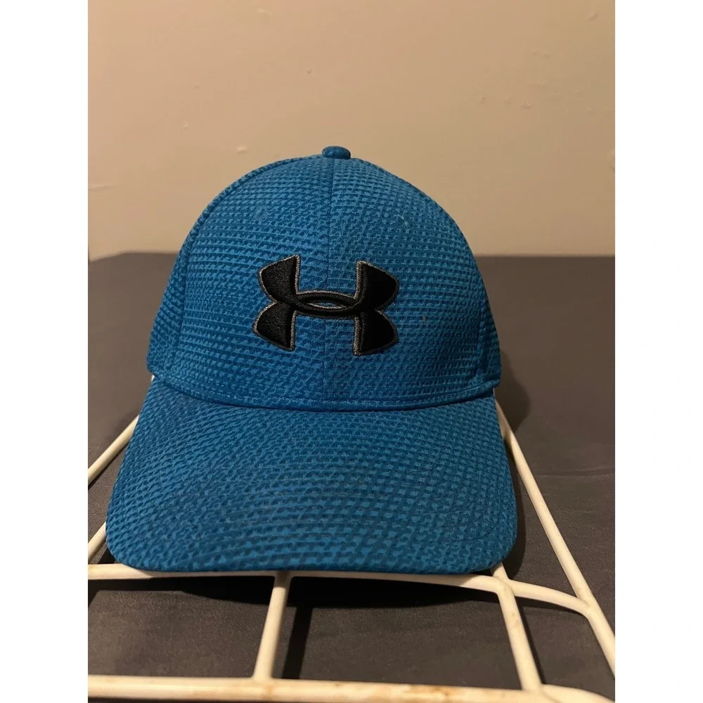 Under Armour Mens Blitzing Blue Waffle Knit Stretch Fit Hat Cap LG/XL